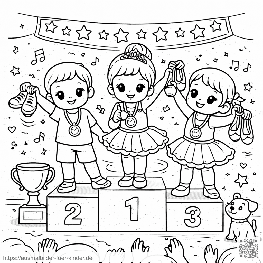 Tanzwettbewerb auf dem Podium - Ausmalbild