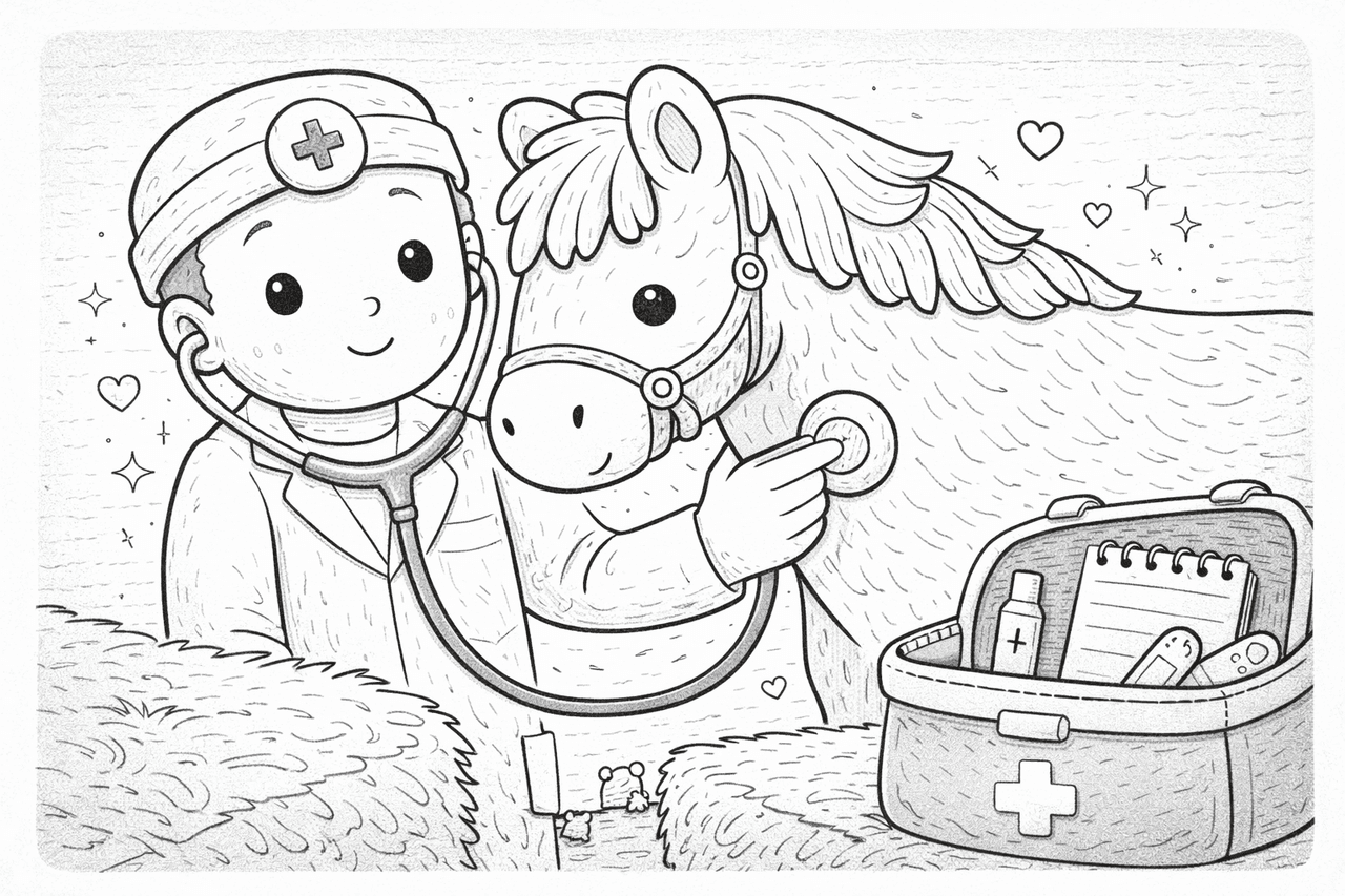 Tierarzt Und Pferd In Fürsorge