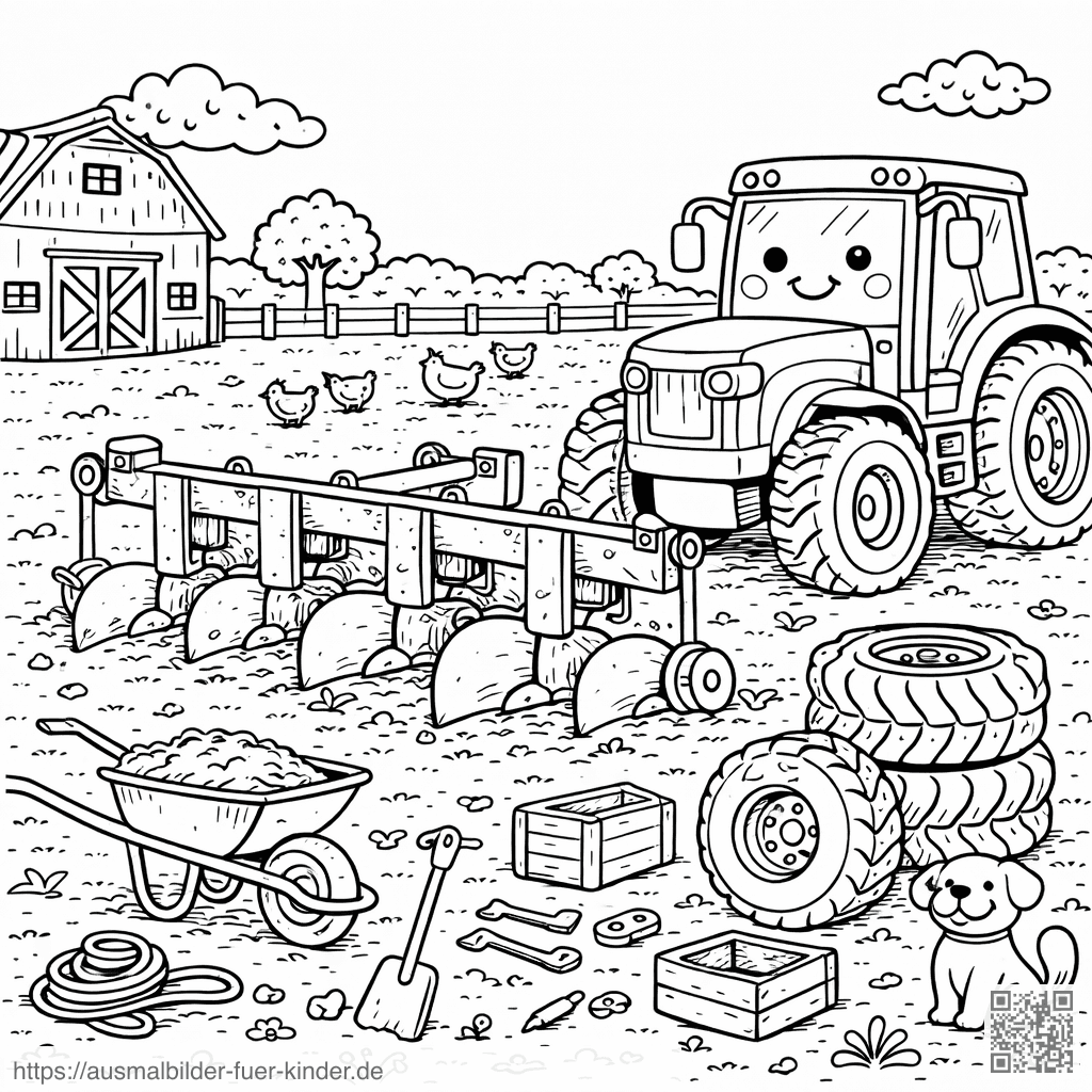 Landwirtschaftsfreude auf dem Bauernhof - Ausmalbild