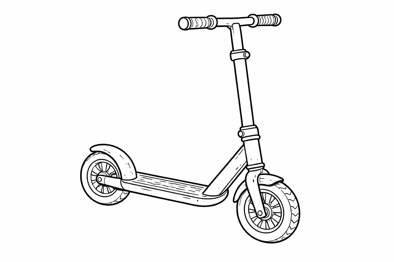 Tretroller - Ausmalbild