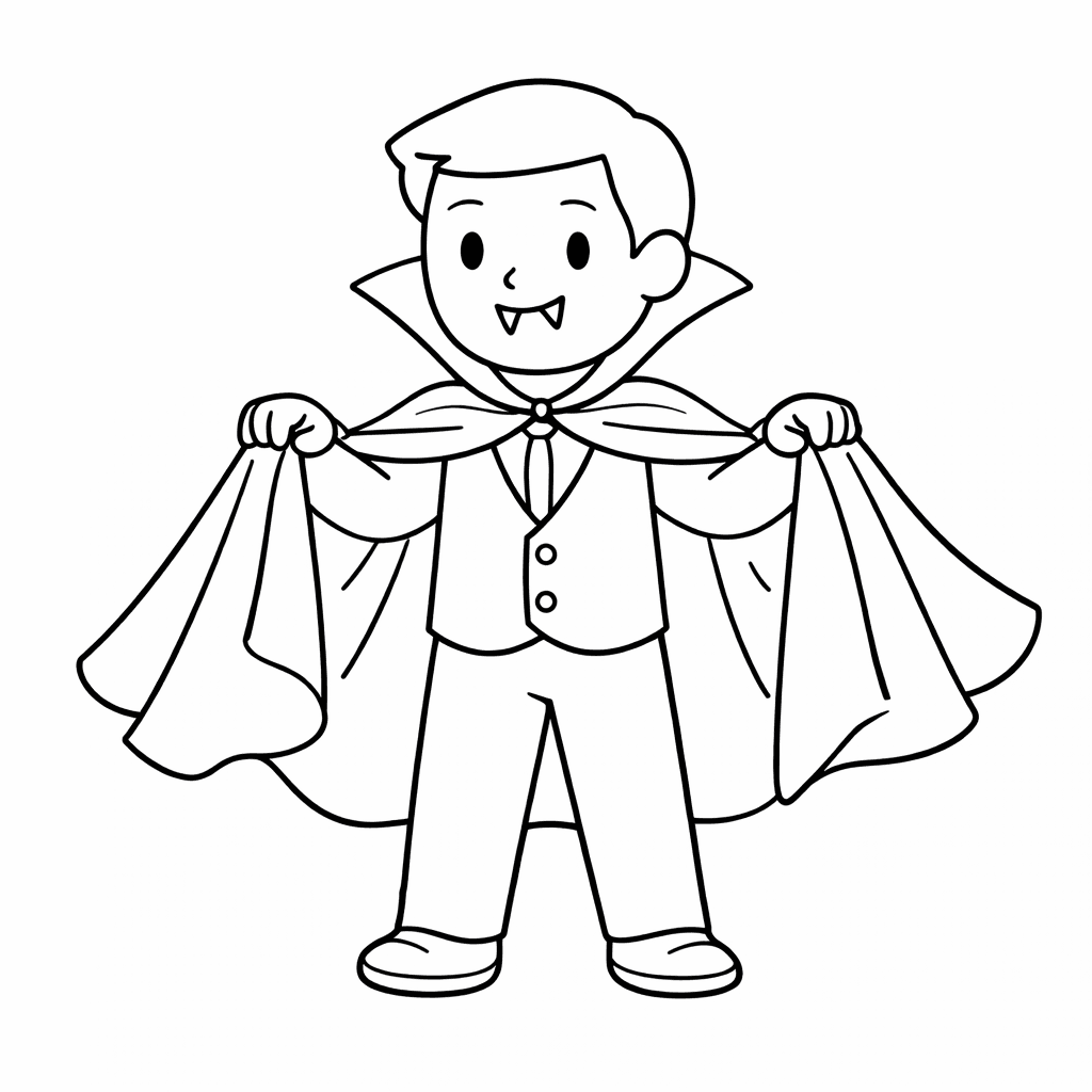 Vampirkind In Fröhlicher Pose - Ausmalbild