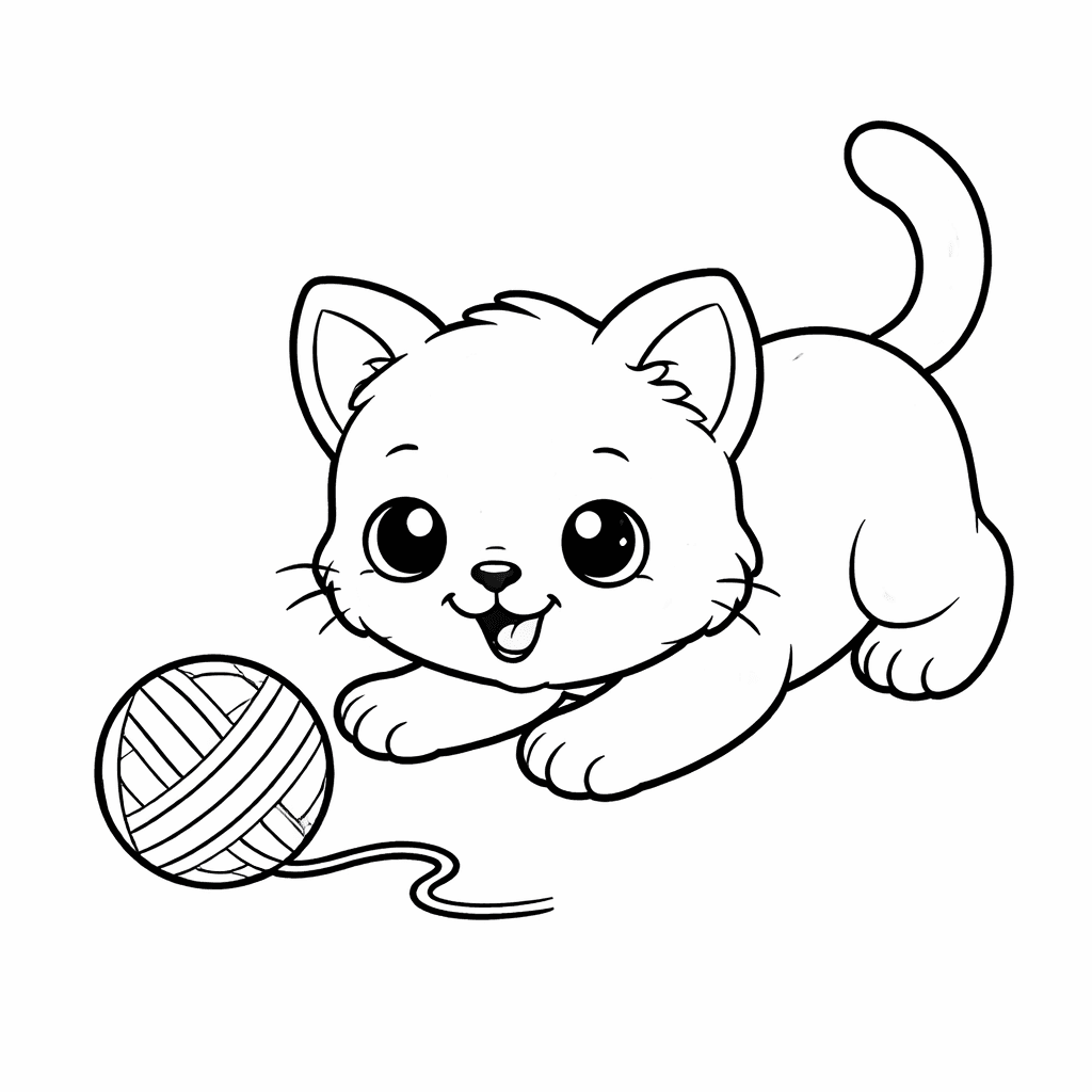 Verspieltes Kätzchen Mit Wollknäuel