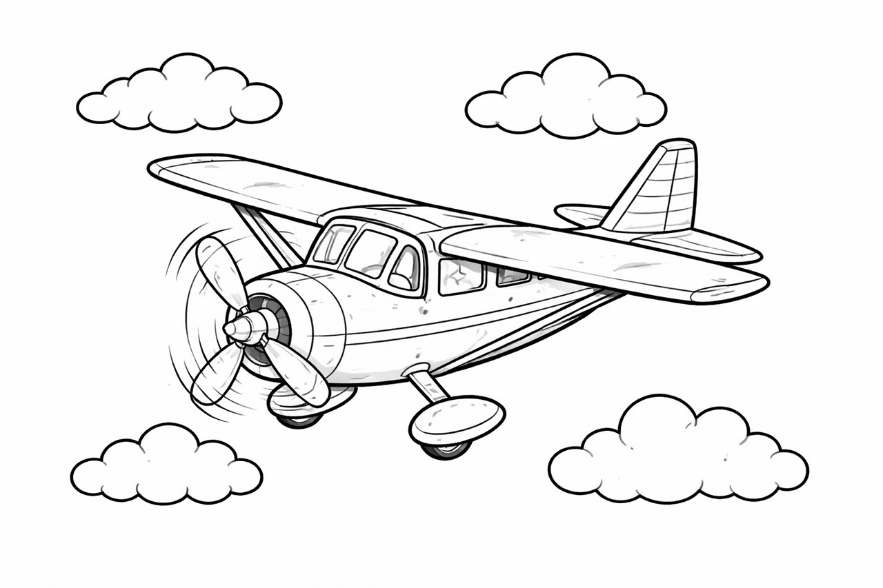 Vintage Flugzeug - Ausmalbild