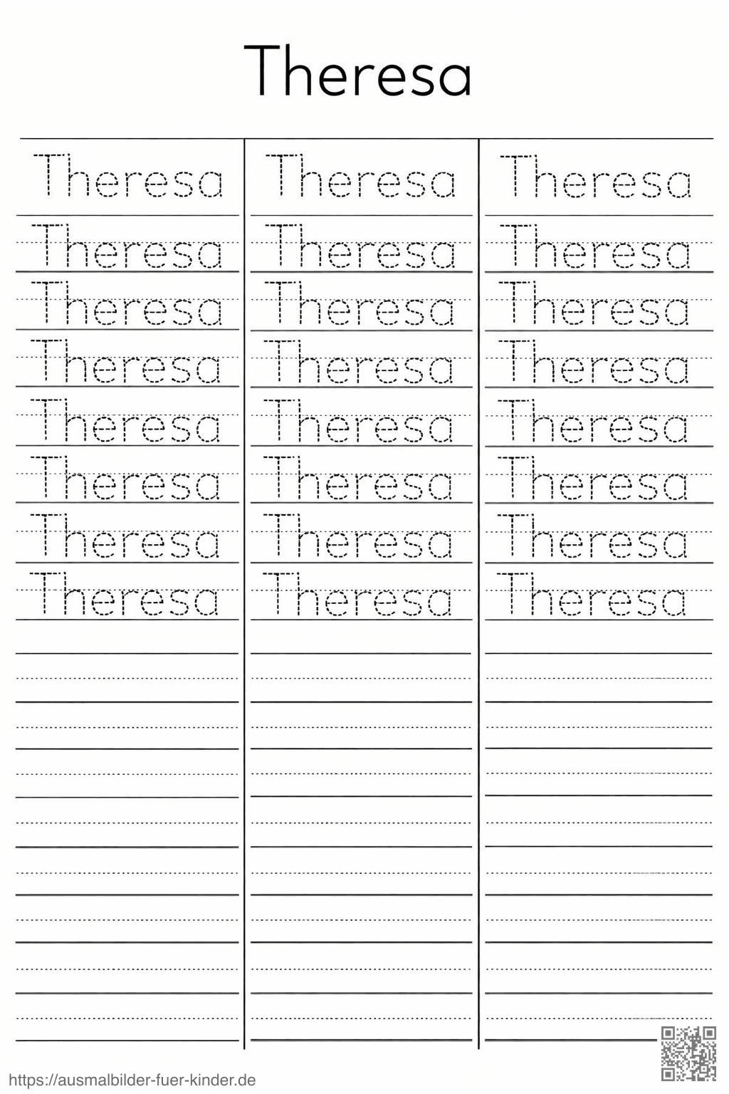 Handschrift Übung_ Name _Theresa_ - Namen Übungsblatt Handschrift Übung_ Name _Theresa_ - Namen Übungsblatt