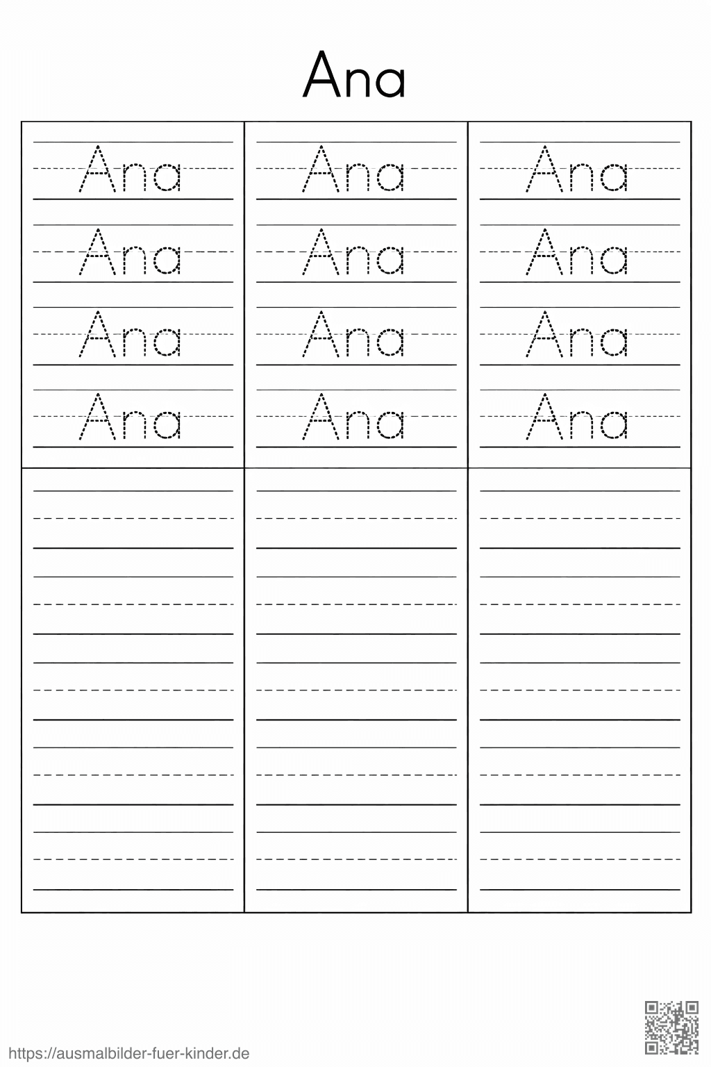 Handschriftübung_ Ana schreiben - Namen Übungsblatt