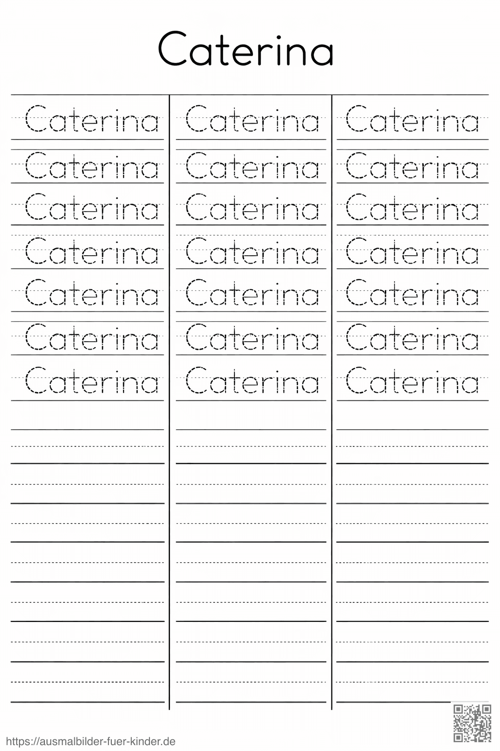 Handschriftenübung_ Caterina zum Nachzeichnen - Namen Übungsblatt Handschriftenübung_ Caterina zum Nachzeichnen - Namen Übungsblatt