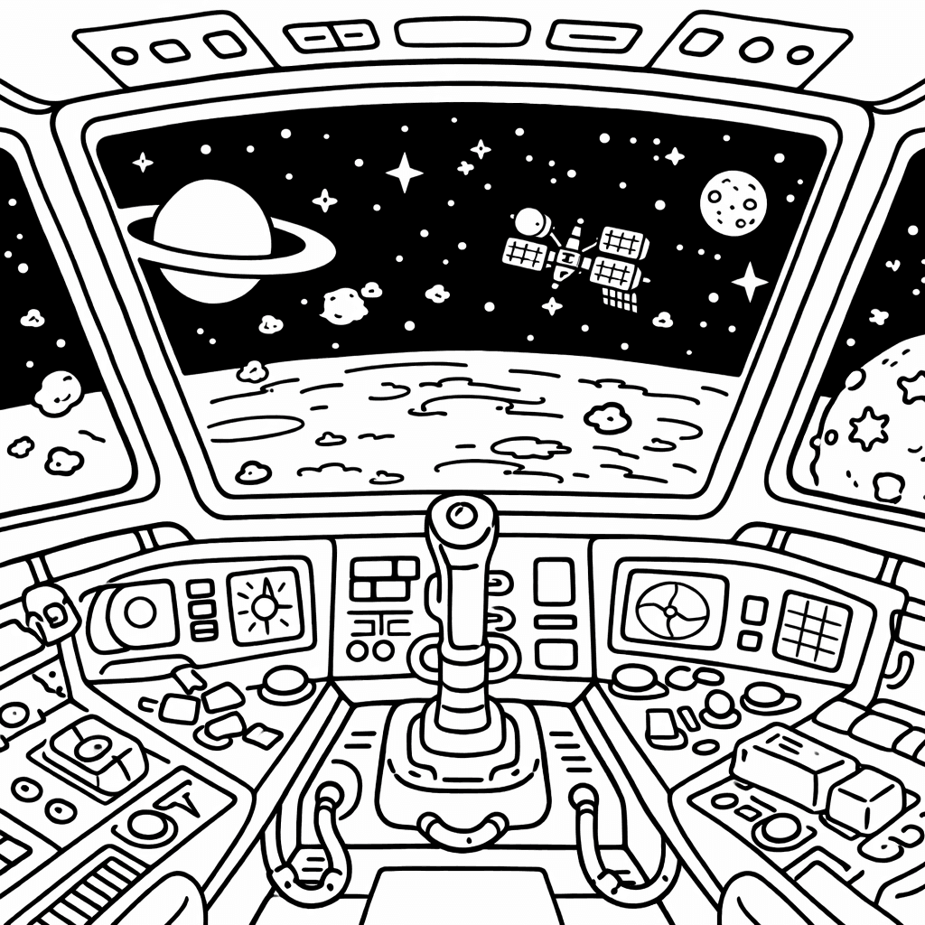 Blick aus dem Cockpit - Ausmalbild