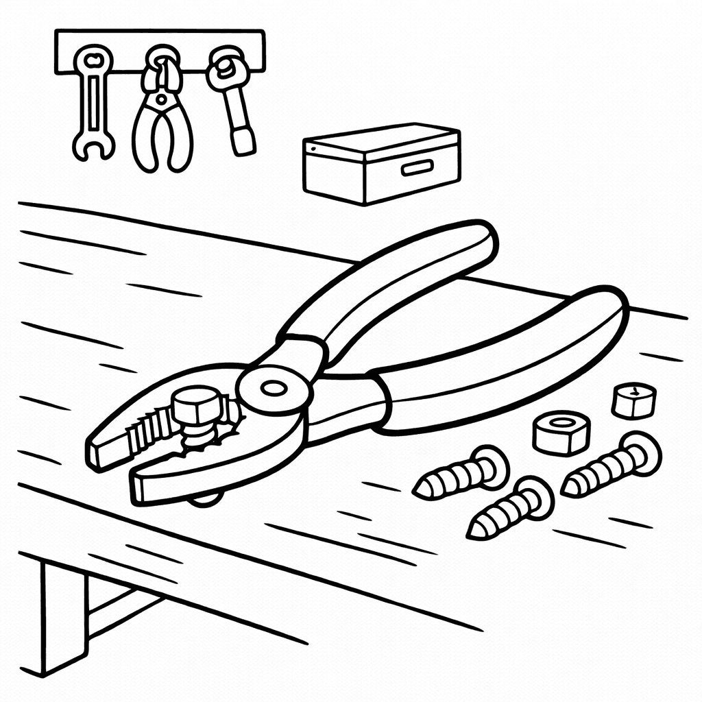 Zangen mit Schrauben - Ausmalbild