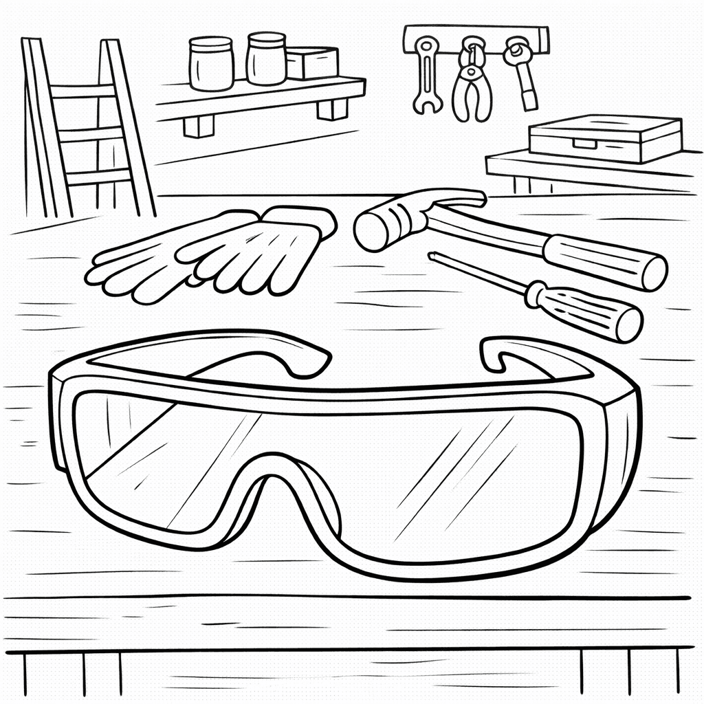Schutzbrille - Ausmalbild