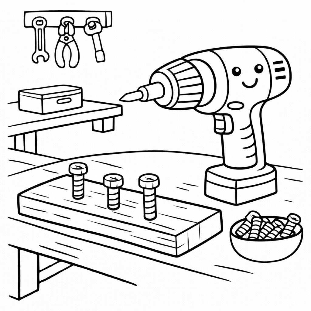 Spielzeug-Schraubendreher - Ausmalbild