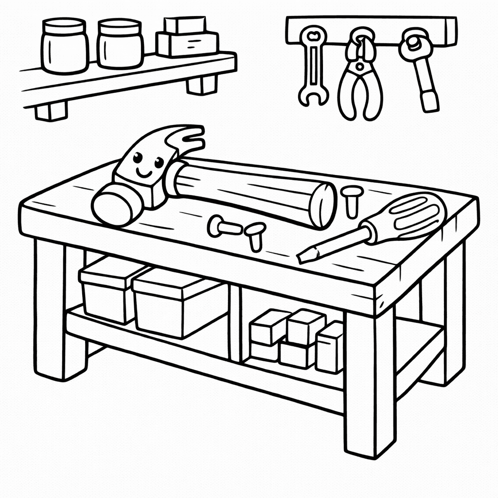 Kinderwerkbank - Ausmalbild