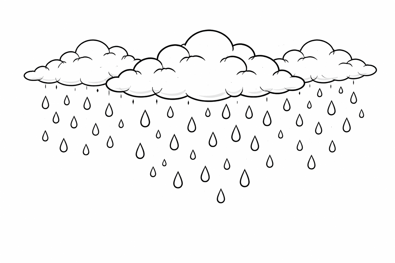 Regenschauer im Cartoon-Stil - Ausmalbild