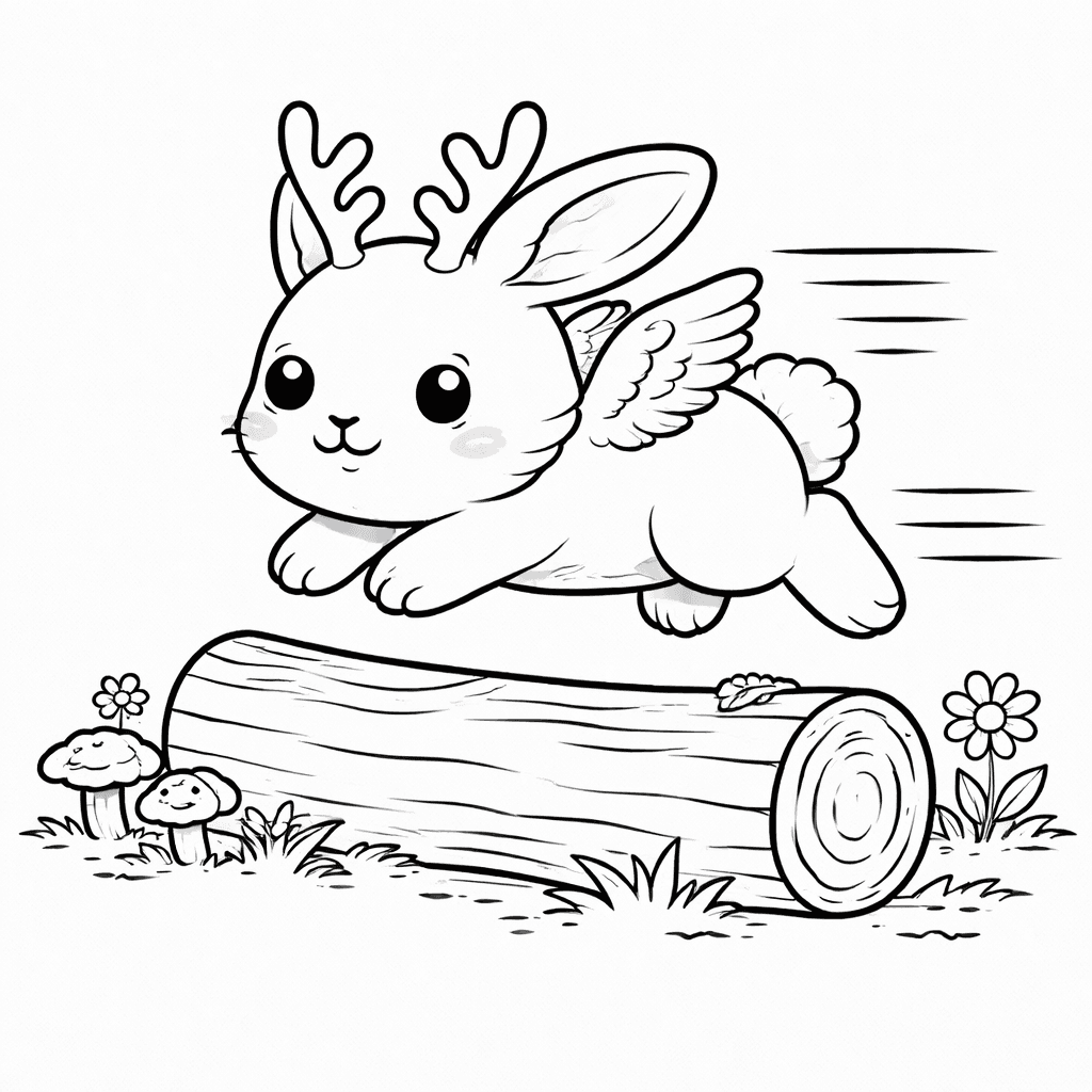 Wolpertinger Springt Über Den Baumstamm