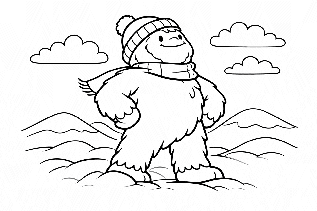 Yeti_fröhlicher Yeti Im Schnee