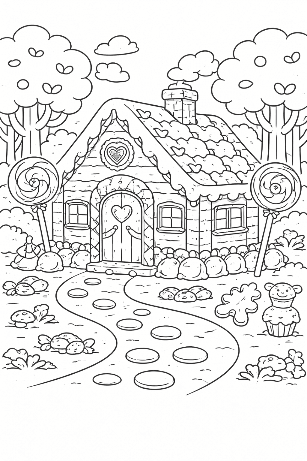 Zuckerstapel im Märchenwald - Ausmalbild