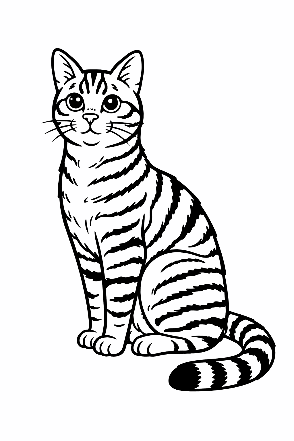 Getigerte Katze - Ausmalbild