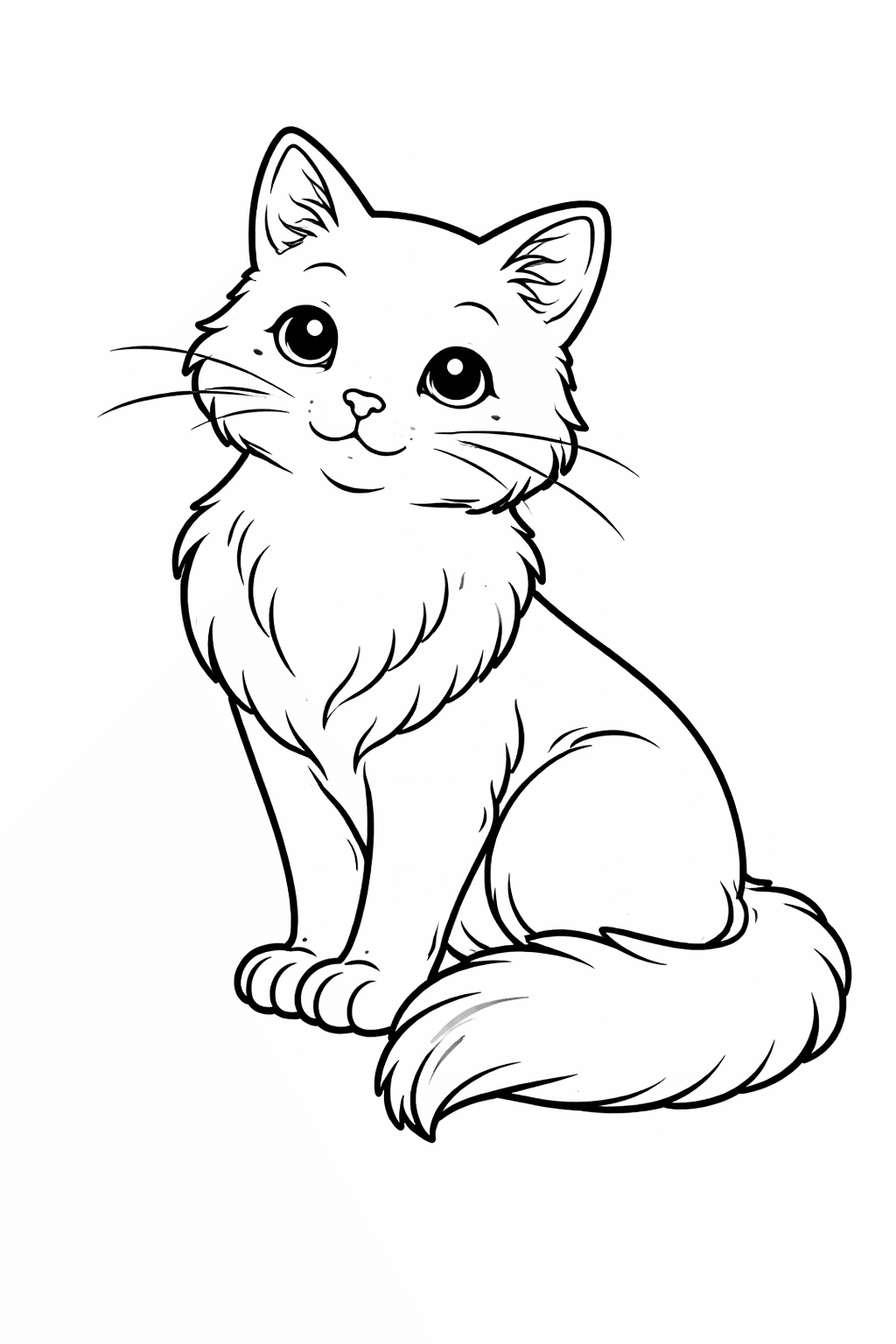 Verschmuste Katze - Ausmalbild