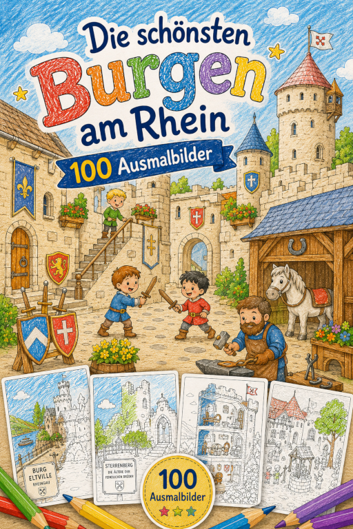 Cover Die schönsten Burgen am Rhein - 100 Ausmalbilder